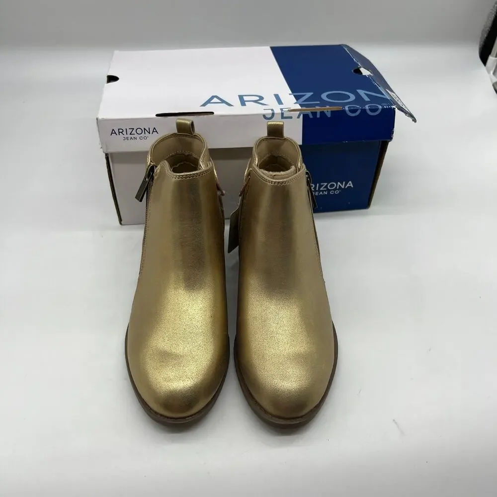 Arizona Jean Co Womens Castle Stacked Heel Booties Gold Size 6W